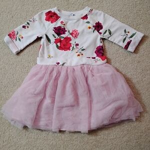 VGUC Girl's Pink Tulle and Floral Dress - Sz 5T